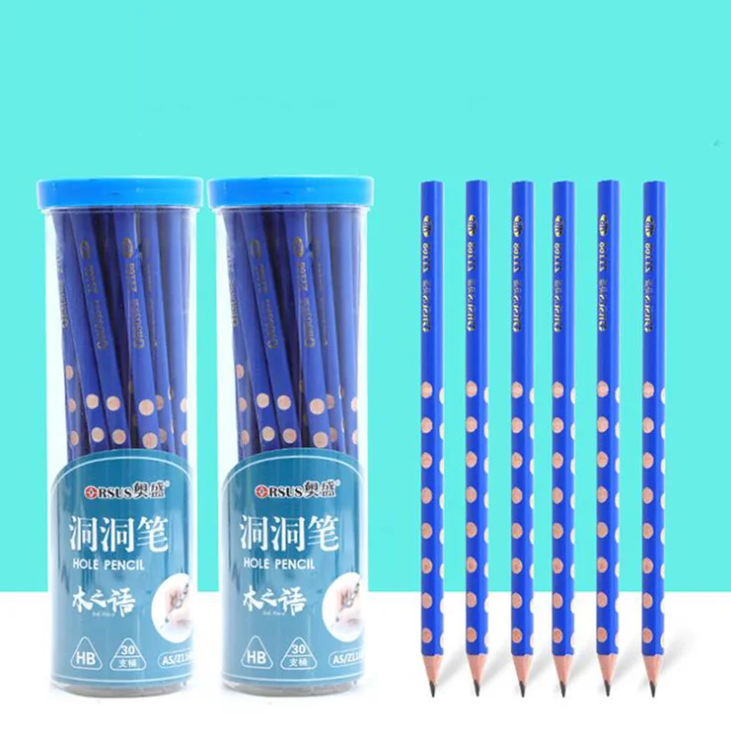 

Карандаш HB с отверстиями для карандашей, детская Нетоксичная картина, ранцы для начальной школы, школьные принадлежности, 30 шт./бутылка