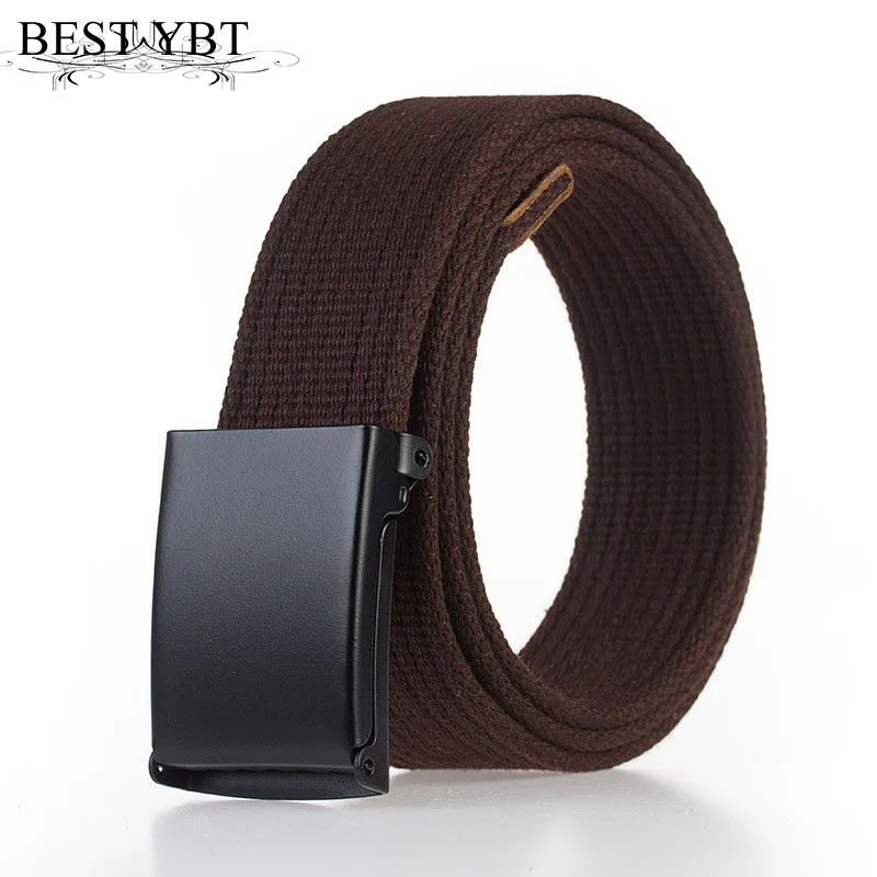 

Best YBT Unisex belt new solid color canvas Alloy Automatic buckle Men belt fashion casual outdoor cowboy Men and Women belt