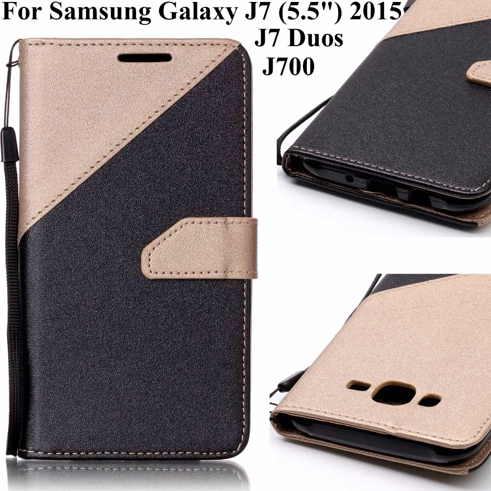 Для samsung Galaxy J7 J5 J3 J7 Duos J700 J710 J510 J500 чехол для телефона двойной цвет сплайсинга кожа PU откидная крышка [YiXin]