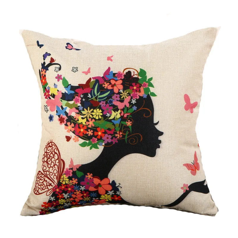 Hot sale Linen fabric cartoon print cool cushion. Sofa and car Detachable cushion 45X45cm | Дом и сад