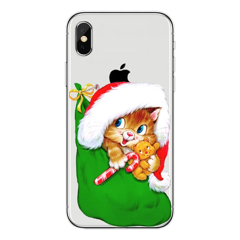 Прозрачный мягкий силиконовый чехол для телефона Apple iPhone X 8 8Plus 7 6 6S Plus 5S SE Санта