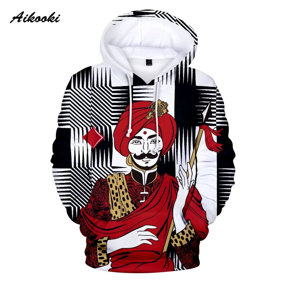 

Aikooki New Arrival KING QUEEN 3D Hoodies Men/Women Fashion Harajuku 3D Print Playing Cards Poker Hooded Polluvers Sweatshirts
