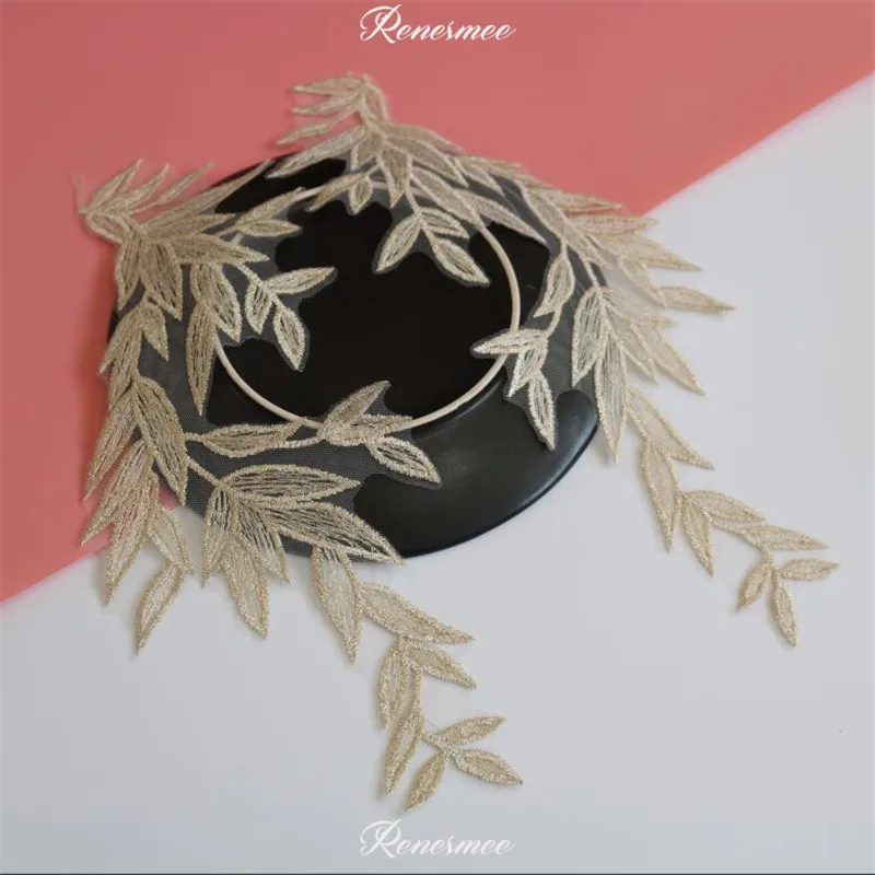 1 пара блестки цвета шампанского и золотого с кружевной отделкой Venise нашивка