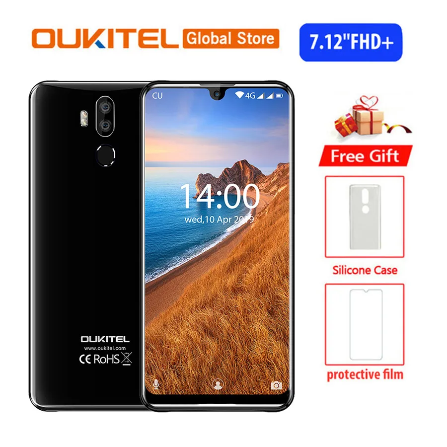 Black OUKITEL K9 4GB 64GB Водонепроницаемая капля 7,1" FHD+ 1080*2244 6000mAh 5 V/6A Быстрая зарядка 16MP+ 2MP/8MP мобильный телефон Лицо ID OTG Смартфон - Цвет: Black