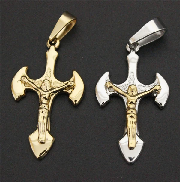 11 г Мини Золотой 2-слойный женский топор мужской кулон с Иисусом крутой Иисус Бог