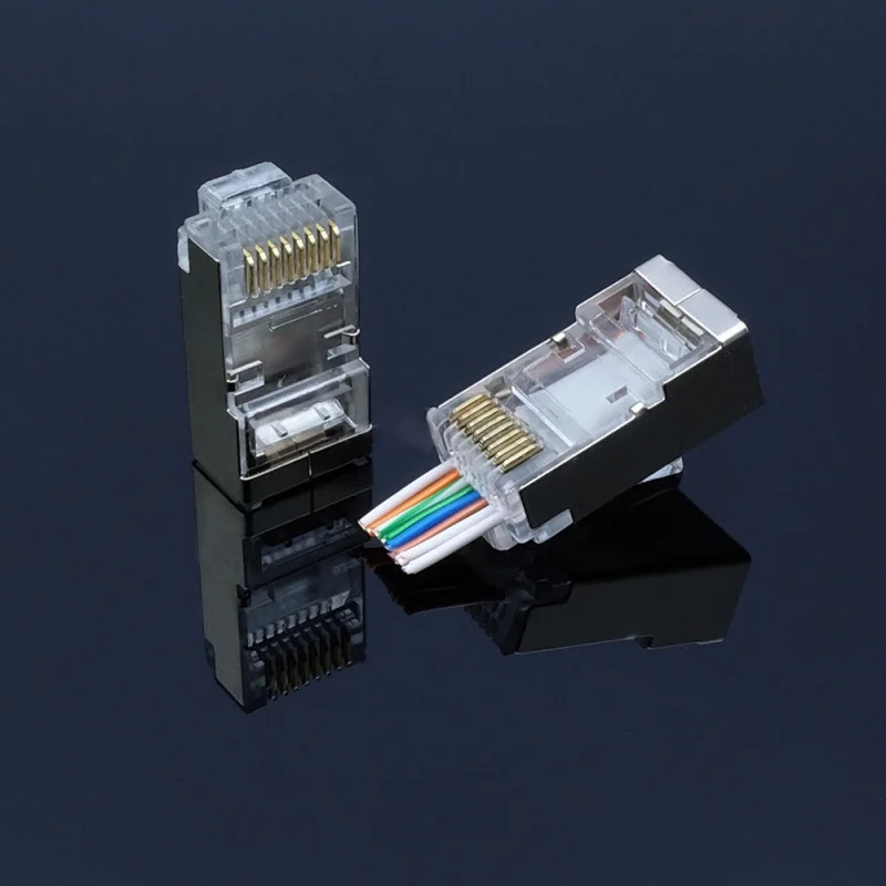 50pcs 1.03mm Hole Diameter RJ45 shielded connector cat5e Cat6 network rj45 Connector Plugs | Компьютеры и офис