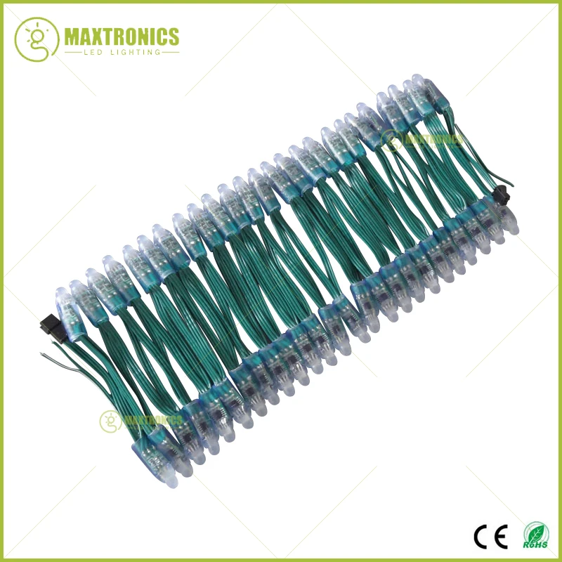 Лучшая цена 100 шт. DC5V/DC12V 12 мм WS2811 IC RGB светодиодный модуль с зеленым проводом