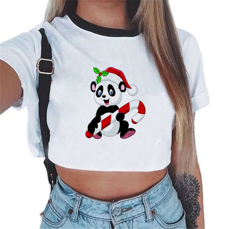 

2018 T Shirt Fashion Women Crop Top Short Sleeve Cute Unicorn Panda Print Woman Casual Shirts T-shirt Cute Cropped Tops Tshirt