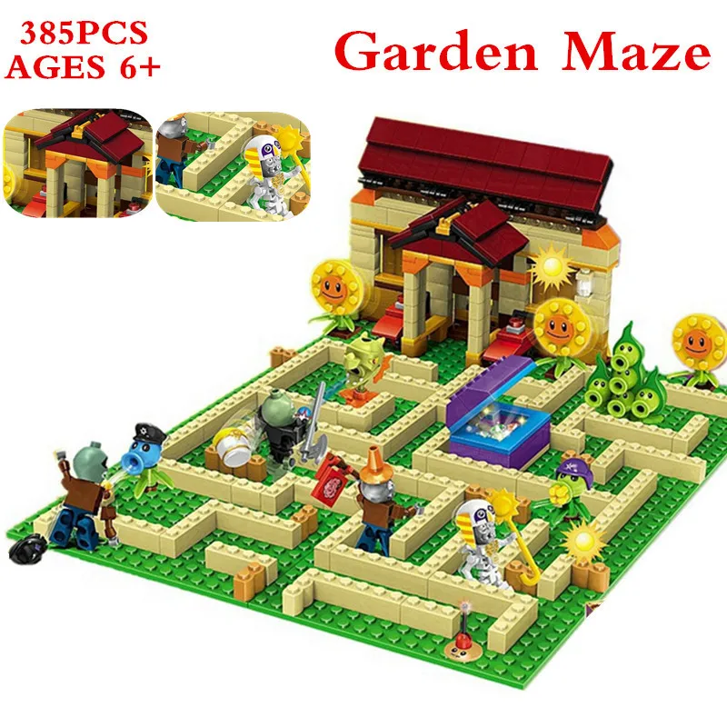 

Plants vs Zombies Garden maze struck game Building Blocks Bricks Toys For kids Like Decool superheros figures PVZ XD60