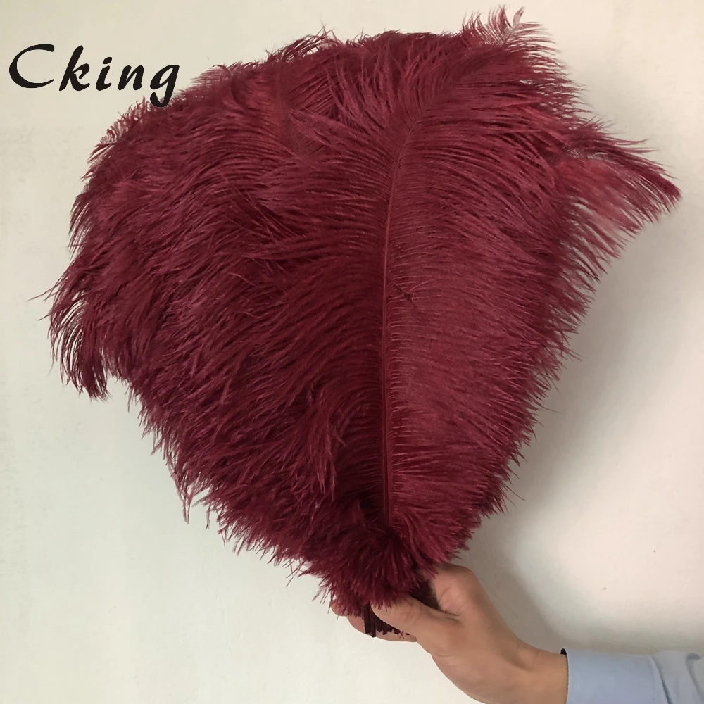 100 шт. элегантный винно красный тонкий стержень страусиные перья 15 60 см для