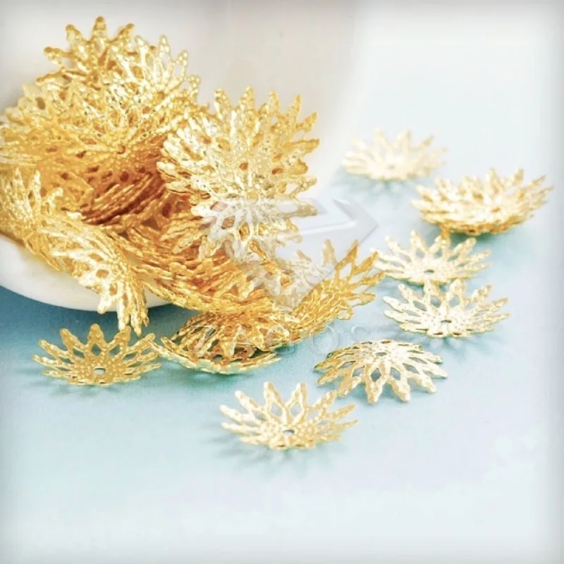 Шляпка для бусин с цветами 13x13x2 мм 20 г около 120 шт.|filigree bead cap|bead capsjewelry findings |