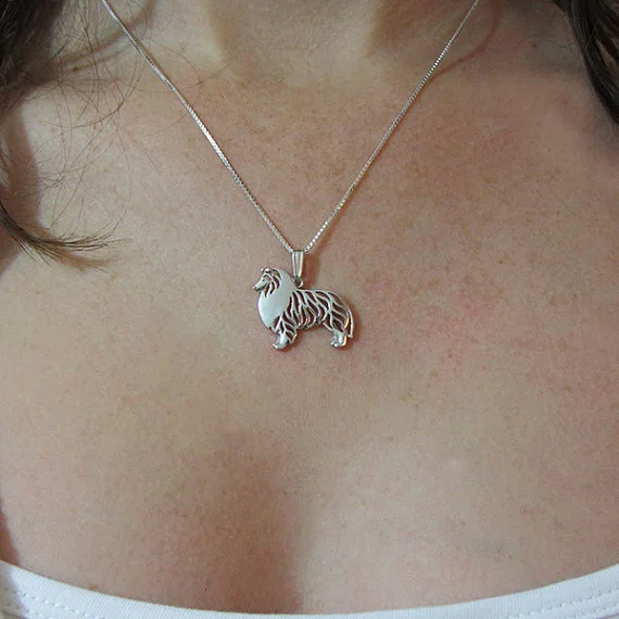 Стоя грубые ювелирные изделия Collie-золотой и серебряный кулон ожерелье простые