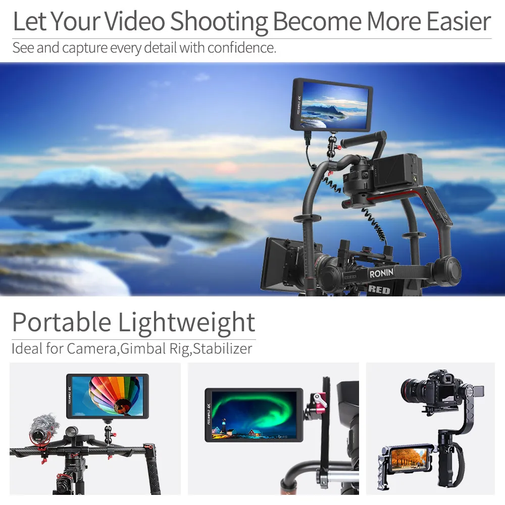 Feelworld F570 DSLR полевой монитор камеры 5," ips Full HD 1920x1080 4K HDMI видео монитор для sony Canon Nikon с сумкой