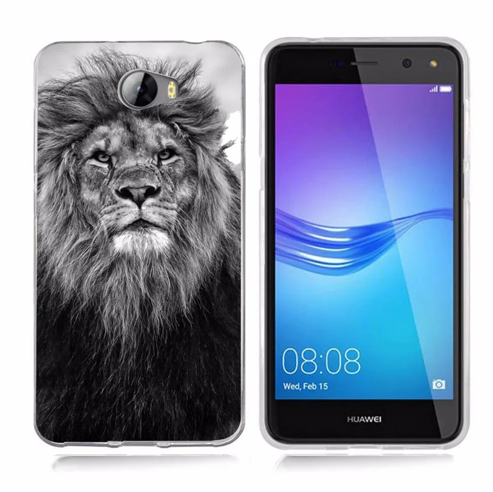 Для huawei P9lite/P8 Lite 2016 2017 Y5 II 2 Y5ii/Y6II компактный лев леопард тигр силиконовый
