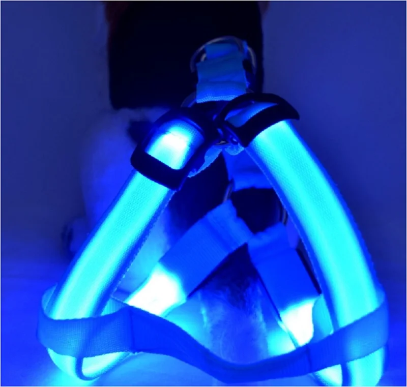G29 New Factory Nylon LED Dog Harness Pet Cat Belt luminous Safety Lighted for Small Medium dog | Дом и сад