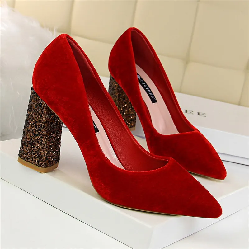 Фетиш на высоком каблуке; женская свадебная обувь; zapatos mujer tacon; итальянские туфли-лодочки; Роскошная Брендовая женская обувь; шикарные туфли на квадратном каблуке - Цвет: 3