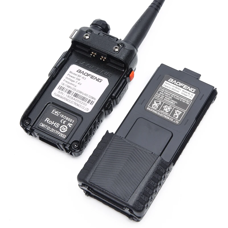 BaoFeng BF-R3 трехдиапазонный 136-174/220-260/400-520 МГц с 2 антеннами 3800 мАч батарея Amatuer портативный UV-5R рация