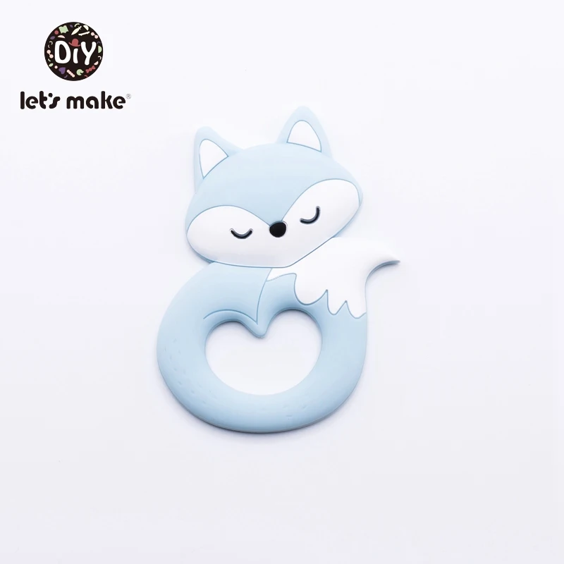 blue Let's Make детский Прорезыватель грызунов от 4 до 6 месяцев животные мультфильм пищевой ПВХ бесплатно 1 шт. лиса Прорезыватель зубов игрушки силиконовые прорезыватели - Цвет: blue