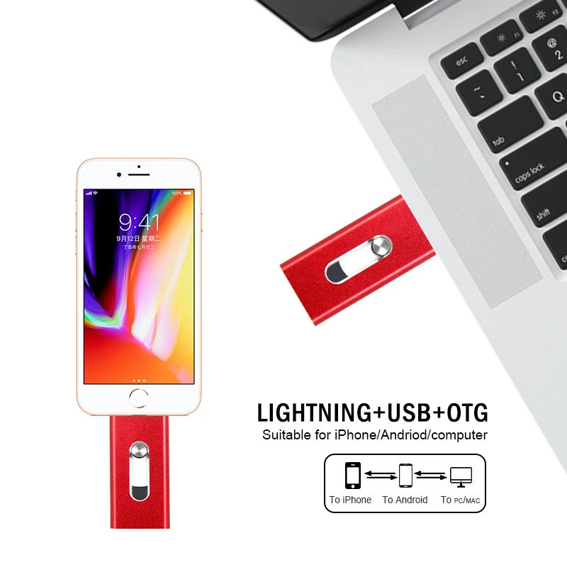 USB флеш накопитель для iPhone 7 8 6 Plus ipad металлический HD карта памяти двойного