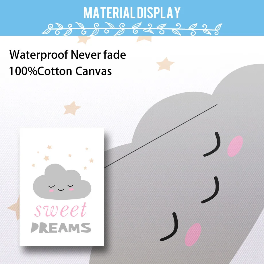 Cartoon Crown Sweet Cloud Wall Art Canvas Painting Nordic Posters And Prints Pictures Kids Room Girls Decor | Дом и сад