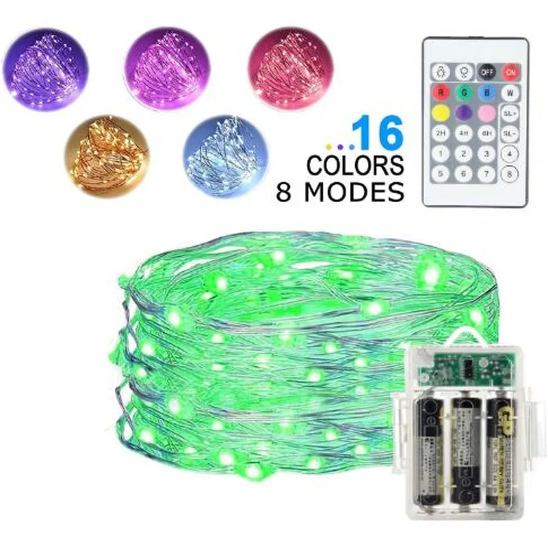 white AAA battery 16 цветов Изменение 4 режима светодиодный гирлянда AA батарея Таймер Пульт дистанционного ночного света для гирлянды Фея Рождественская вечеринка украшение 10 м - Испускаемый цвет: white AAA battery