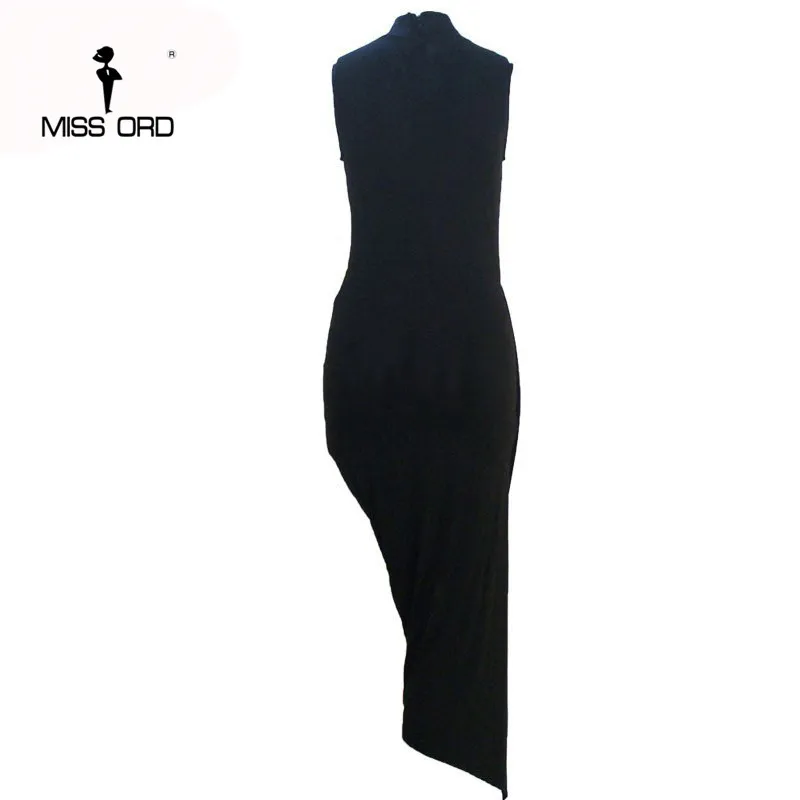 Бесплатная доставка. 2015 мода высокий воротник подол нерегулярные платье