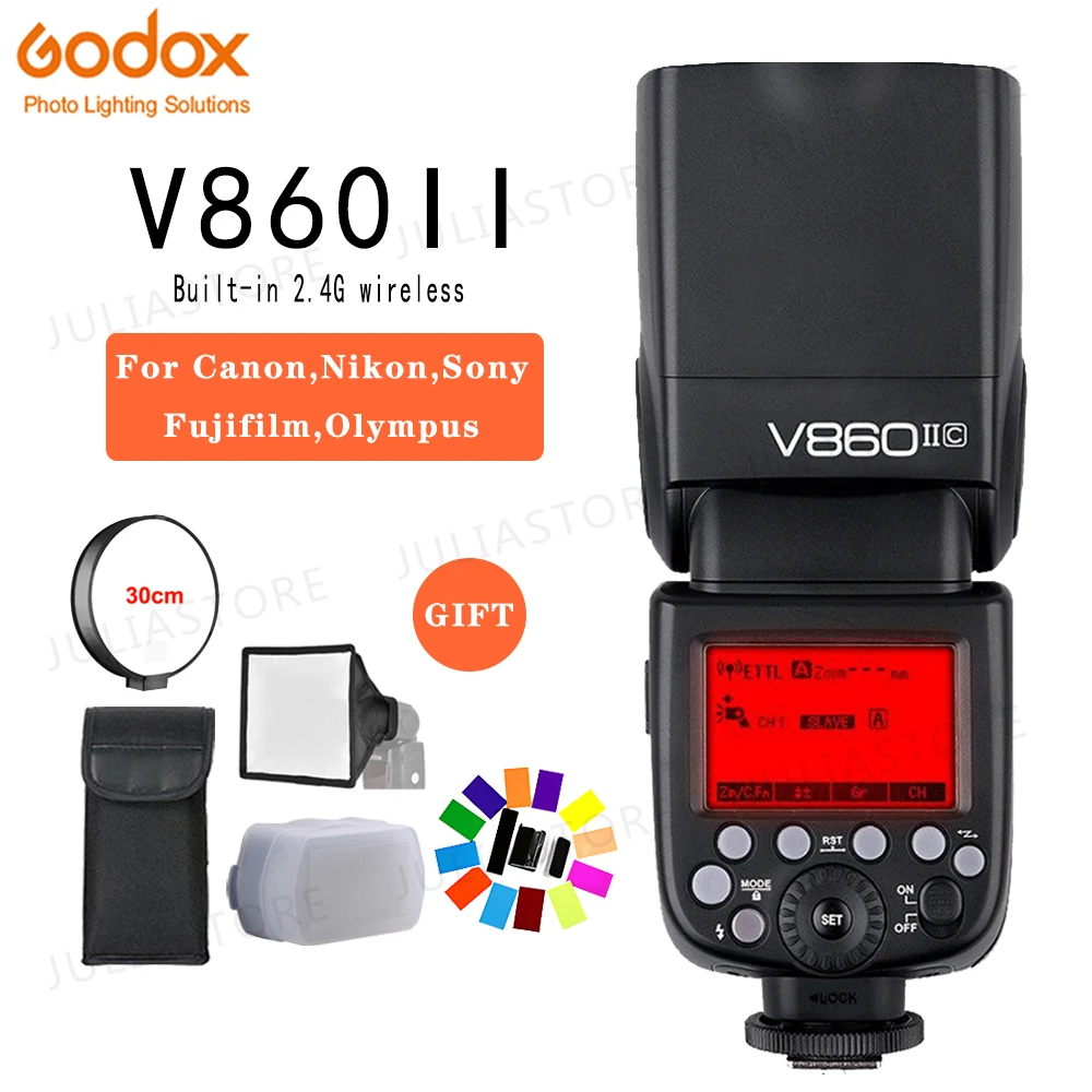Godox Ving V860II V860II-S/N/C/F/O GN60 E-TTL HSS 1/8000 литий-ионная батарея Speedlite вспышка для sony Nikon Canon Olympus Fujifilm