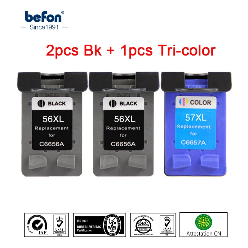 Befon Черный 56 57 XL картридж Замена для HP HP56 HP57 чернильный Deskjet 2100 220 450 5510 5550 5552 7150