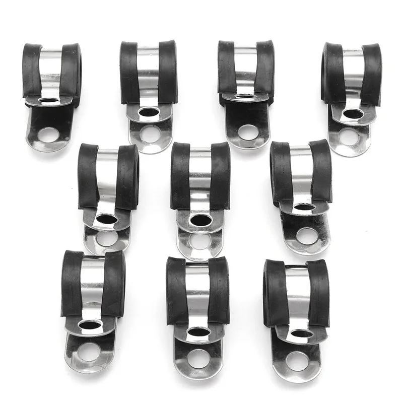 5 Pcs Stainless Steel Rubber Lined P Clips Wiring Hose Clamp Pipe Cable Clip Metal | Auto Fastener &amp