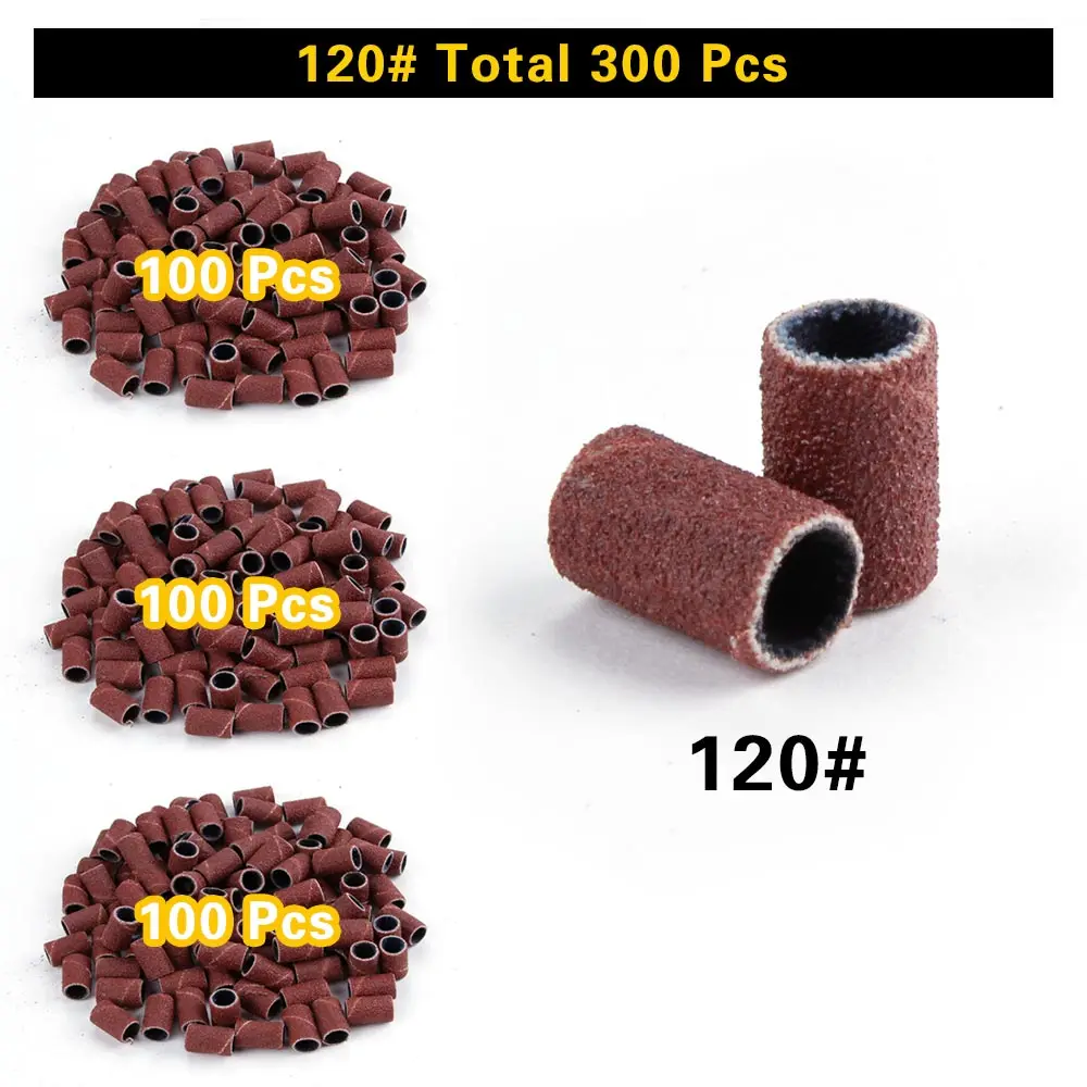 300 шт. 80#120#180# шлифовальные ленты для ногтей, Электрический Маникюрный сверлильный станок, аксессуары, аппарат для маникюра, полировки пилок для ногтей - Цвет: 300pcs 120
