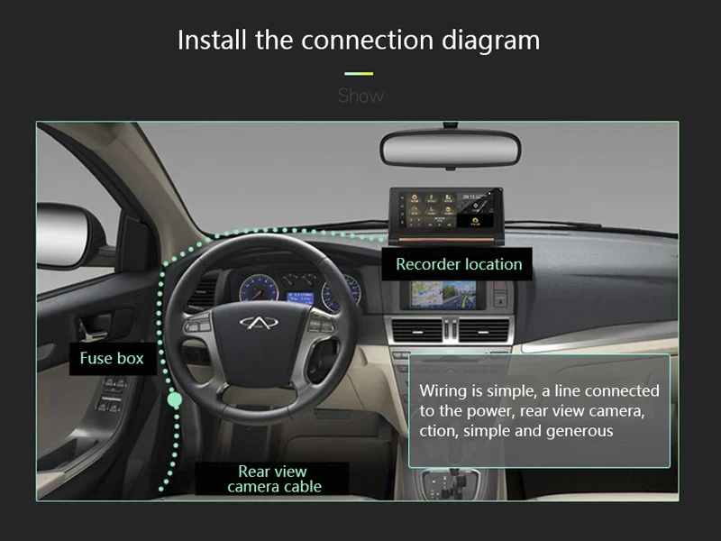 1080p Автомобильный видеорегистратор-ОС Android 7-дюймовый дисплей GPS парковочная