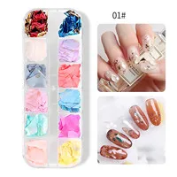A 12 цветов abalone shell Ломтики Золотой серебряной фольги стикер Shimme rnail art decoration набор акриловые материалы для маникюра инструмент для маникюра - Цвет: A