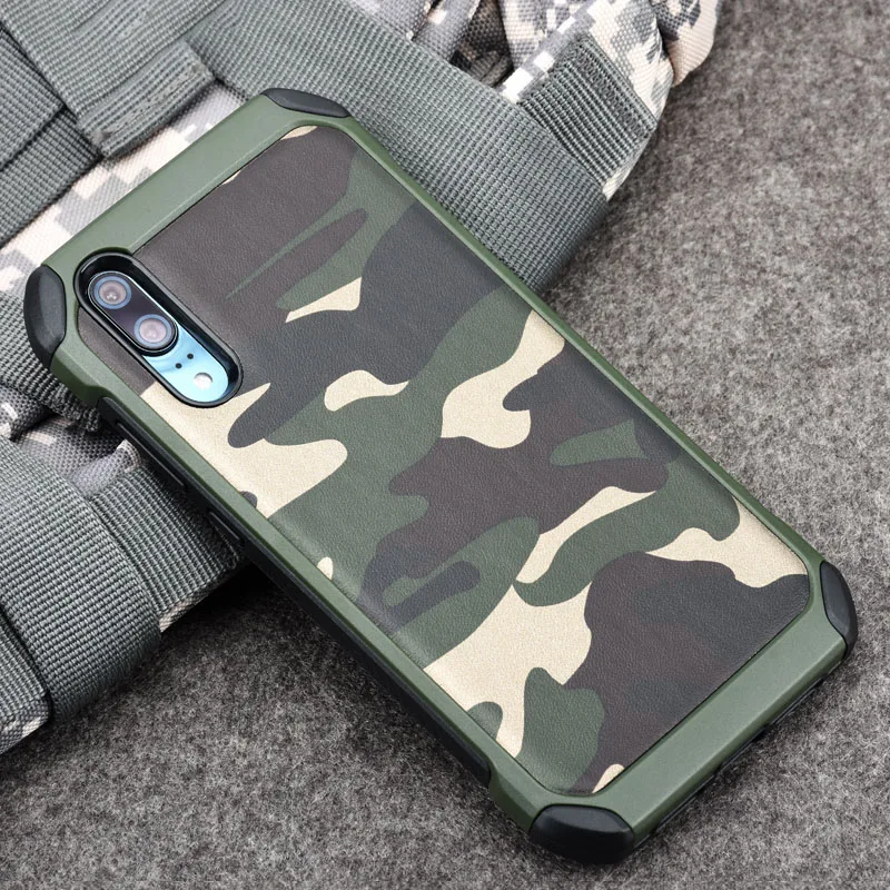 DPRUI Army Camouflage Pattern Phone Case for Huawei P20 Pro case PC+TPU 2 in1 Anti-knock Protective Back Cover phone |