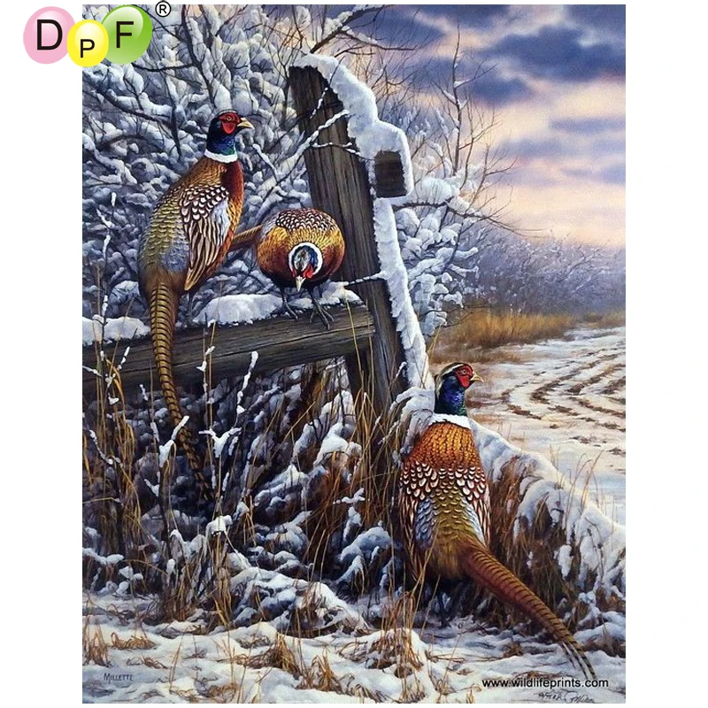 DPF зимние фазан 5D камни в форме ромба ремесла Алмазная вышивка рукоделие картина