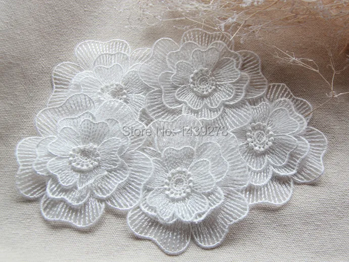 

20 Pcs/Lot White Organza Lace Patch, 3D Lace Applique patch, white embroidery lace patch decoration