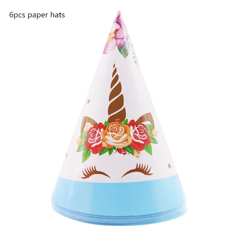 3 Unicorn Party Supplies Blue Color Unicorn Banner Plates Cups Napkin Cupcake Toppers Baby Shower Kids Birthday Party Decoration - Цвет: 3
