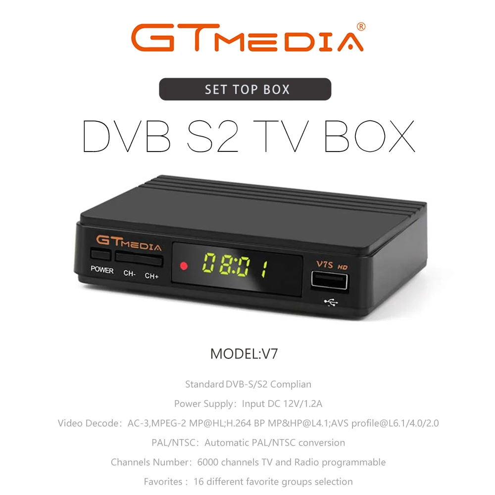 GTMEDIA оригинальный Freesat HD DVB S2 V7S спутниковый телеприставка H.264 1080p Поддержка CCCAM Dolby