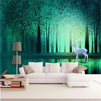 customized 3d wallpaper nordic minimalist forest deer hand painted childrens wall high grade waterproof material
