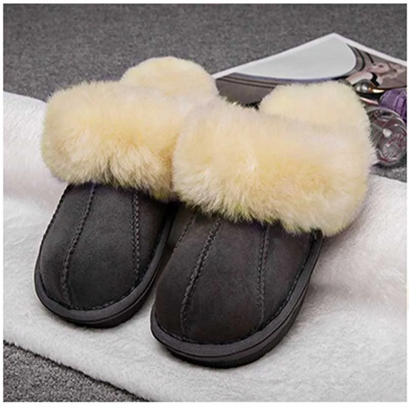 Зимняя теплая Домашняя обувь Тапочки из толстой шерсти Женские и мужские меховые