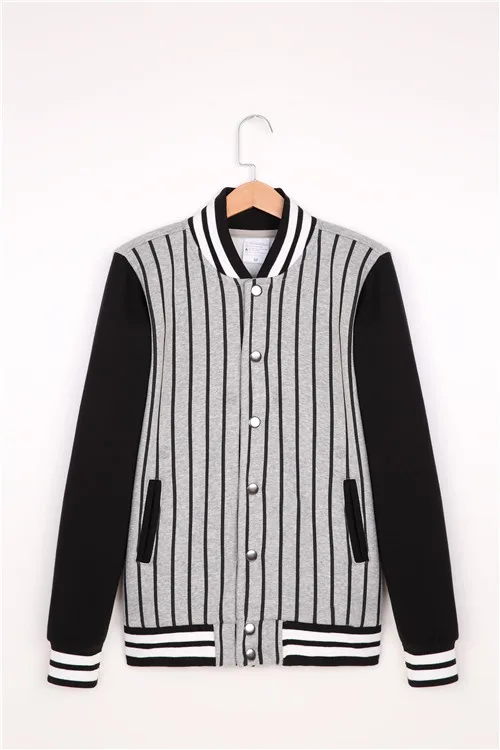 Stripes gray Весенне-осенняя Молодежная куртка бейсбольная рубашка бомбер куртки пэчворк цвет Толстовка университетские куртки S-XXXL - Цвет: Stripes gray