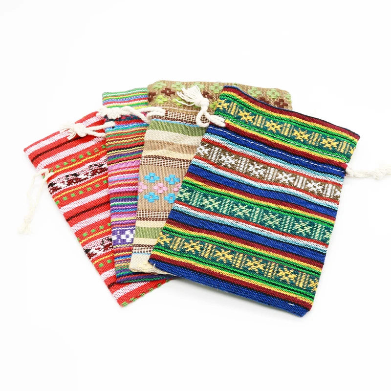 5pcs/lot Striped Design Cotton Bags 10x14 13x18cm Small Drawstring Gift Bag Muslin Pouch Jewelry Boutique Gifts Packaging | Украшения и