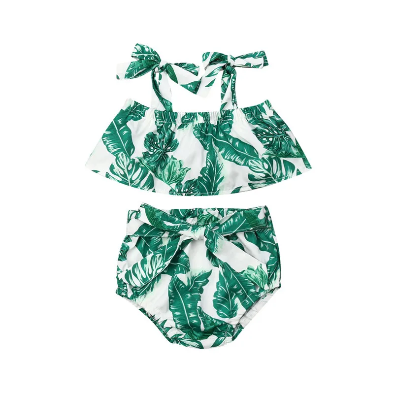 Летняя одежда для новорожденных девочек топ на бретельках без рукавов + шорты