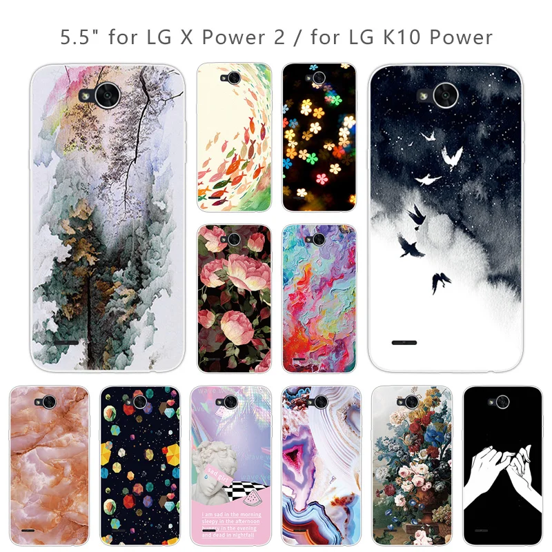 For LG X power 2 / K10 Power 5.5&quot Soft Silicone Transparent TPU power2 Phone Cases Protective Star Back Cover |