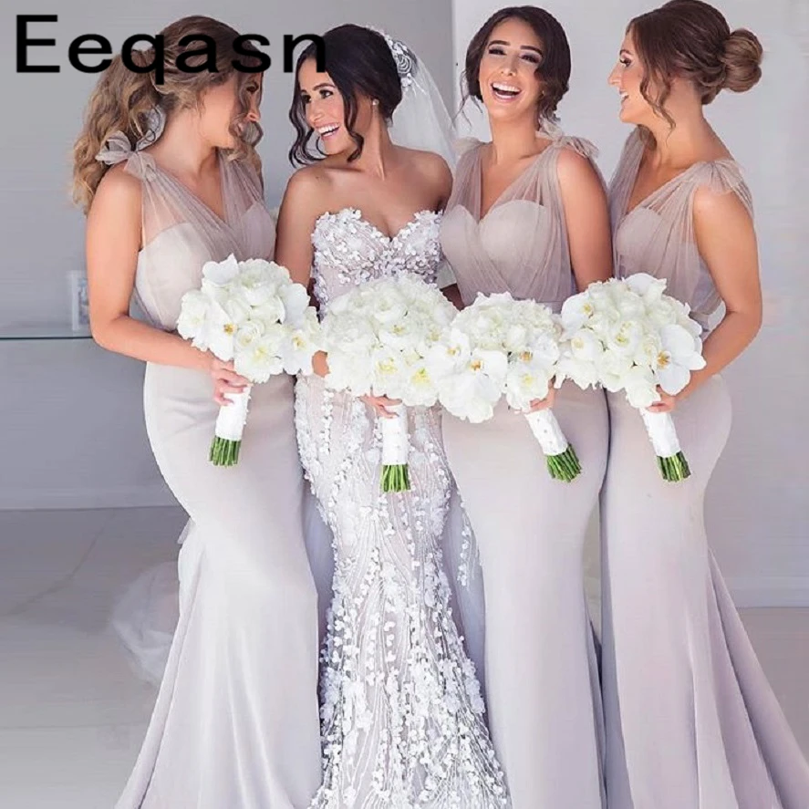 

2020 Cheap Bridesmaid Dresses Mermaid V Neck Long Wedding Party Dresses For Women Prom Party Dresses Vestidos de Fiesta Cheap