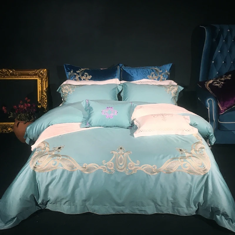4 шт. набор постельного белья из египетского хлопка с вышивкой|sheet set|wedding bedding