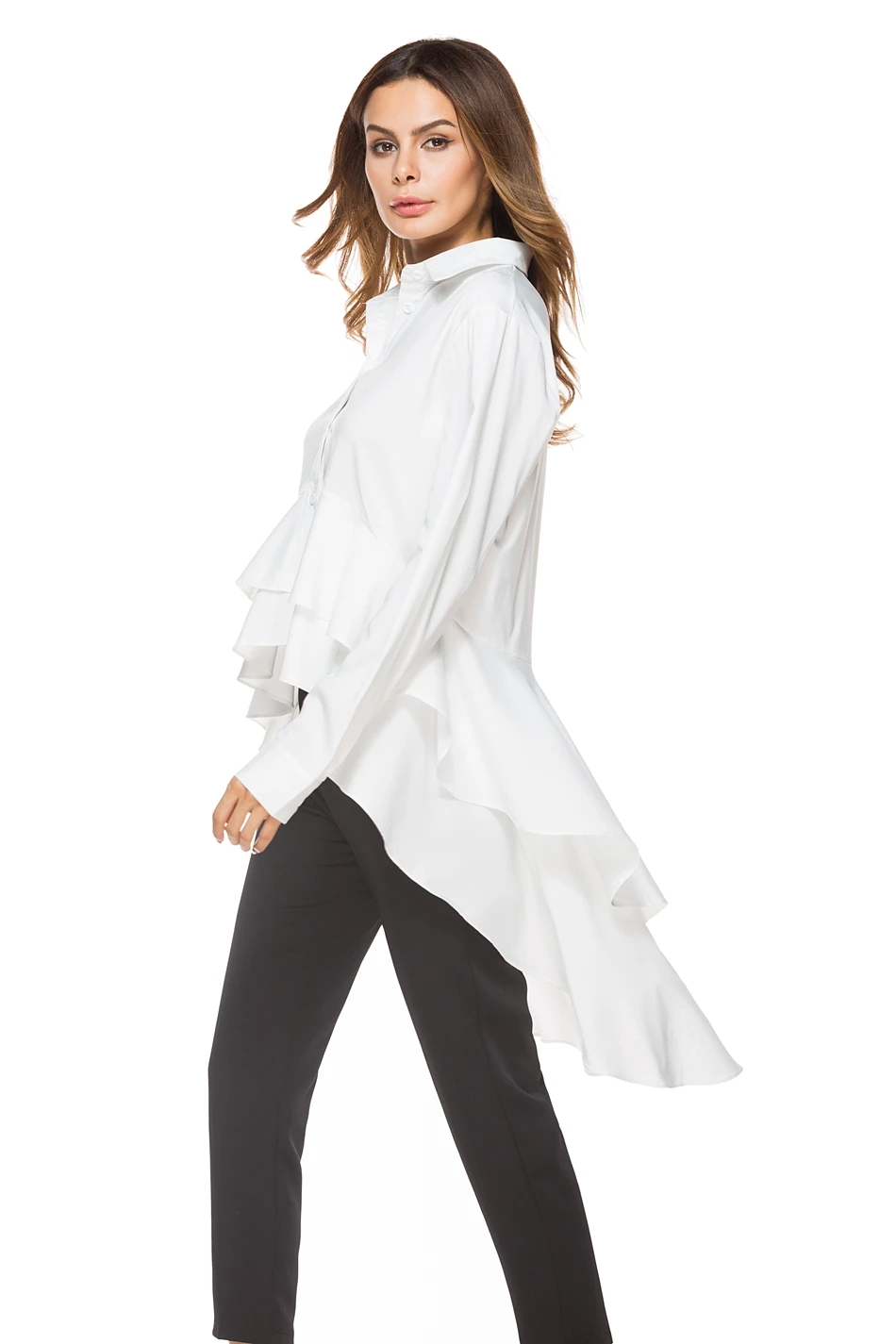 2018 Новое поступление Лето Для женщин блузки Повседневное одноцветное отложной