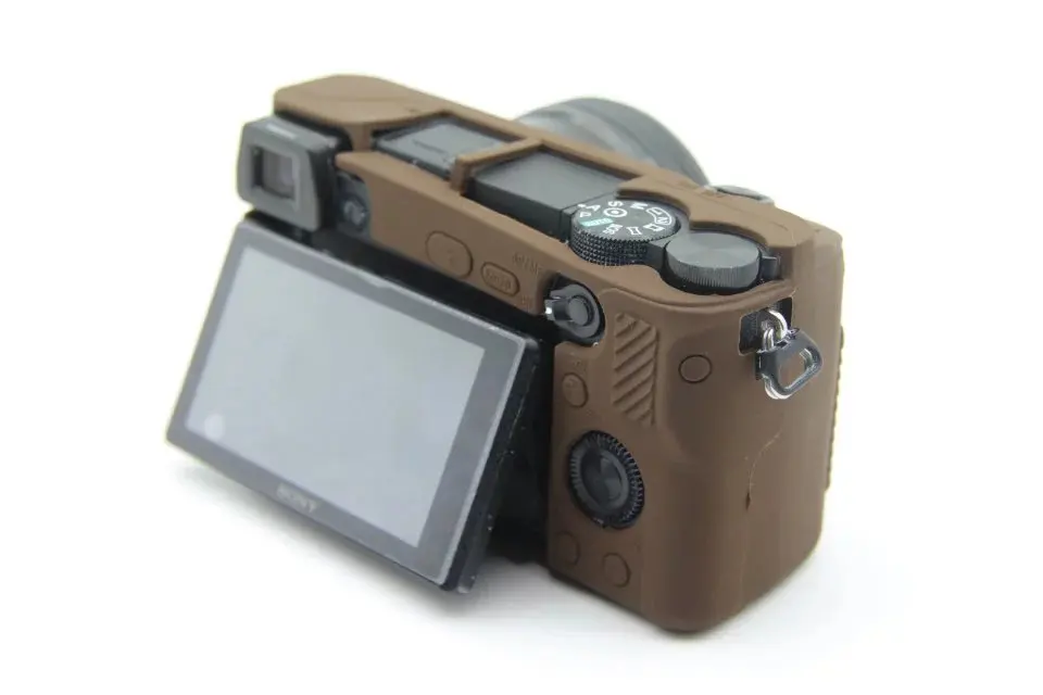 Хорошая мягкая камера видео сумка для sony A6100 A6300 A6400 силиконовый чехол резиновый корпус - Цвет: Коричневый
