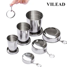 VILEAD 75 мл, 140 мл, 240 мл, складная бутылка для воды из нержавеющей стали, чашка для вина и кофе, портативные Кружки для путешествий, складная посуда для напитков