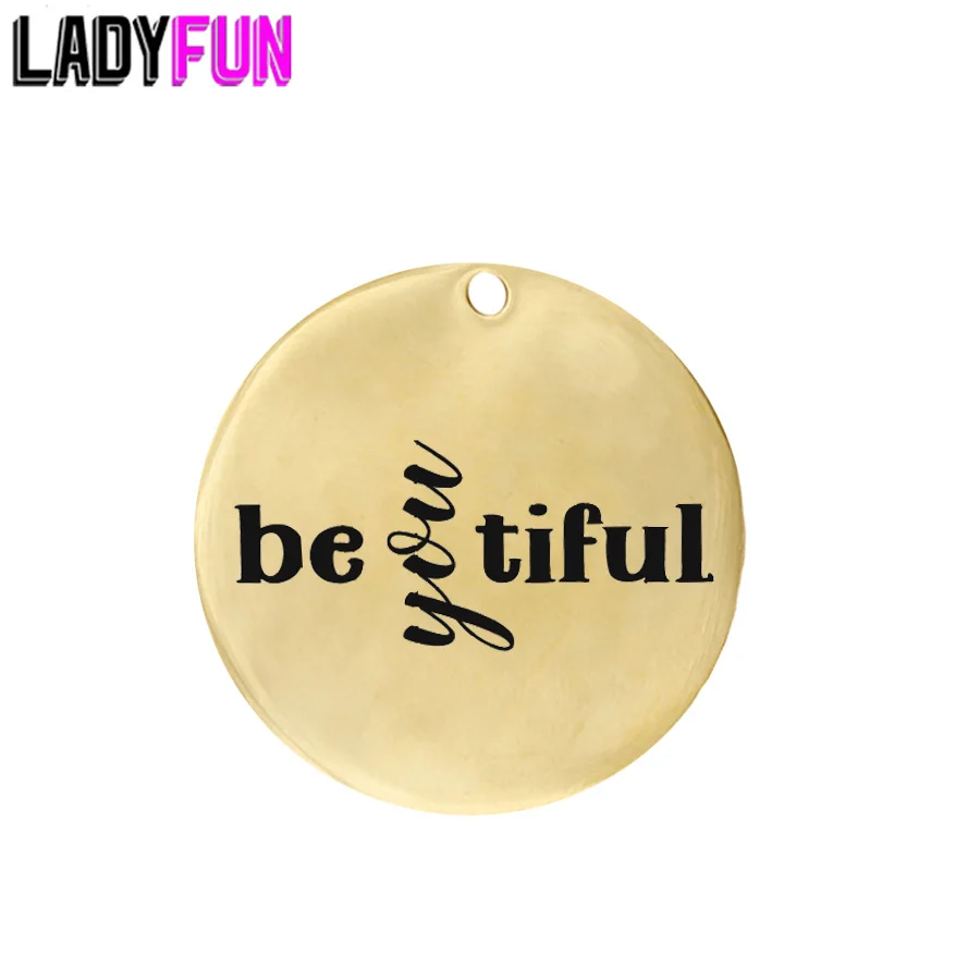 

Ladyfun настраиваемая подвеска силы из нержавеющей стали Be Yourself Красивая подвеска силы Be You Tiful Charm подвеска 25 мм 20 шт./лот