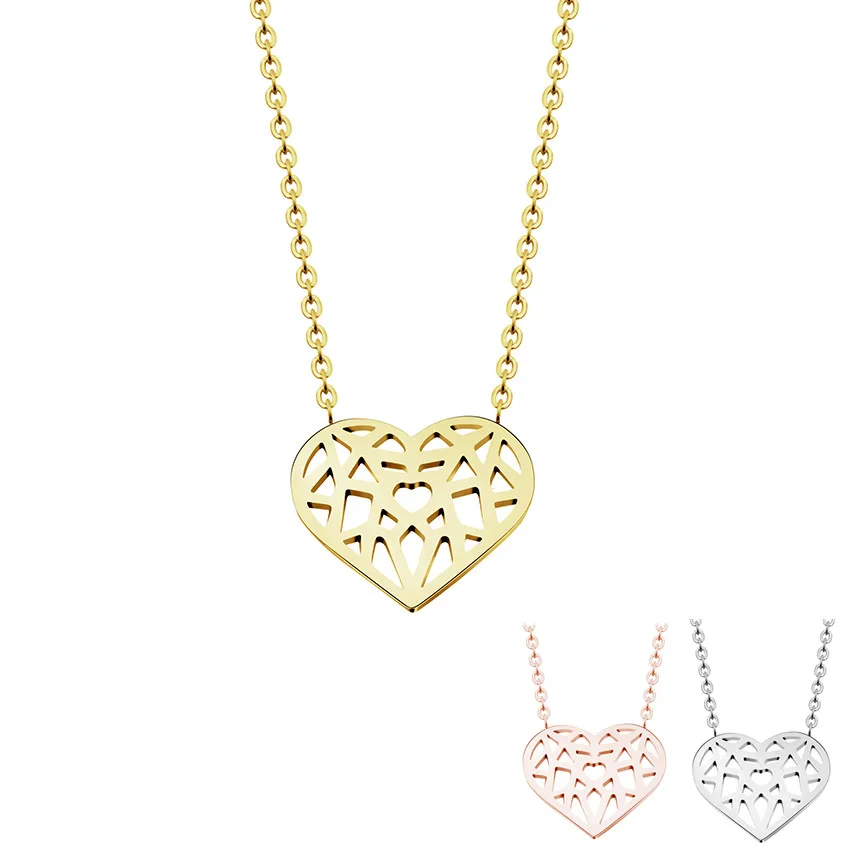 Модные женские туфли колье Полые Сердце ожерелье цепочка из нержавеющей стали с